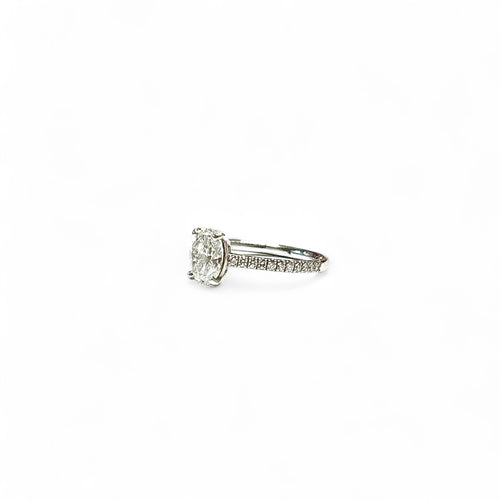 Bague 49 Bague solitaire - Or gris 18K et diamants taille ovale 58 Facettes REF2537-304CF