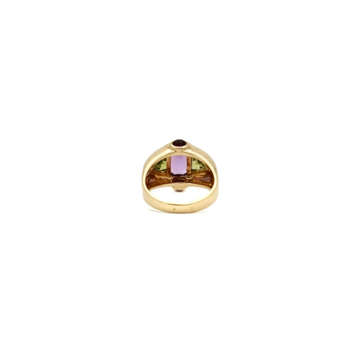 Bague 55.5 Bague Lilas en or jaune 18K avec améthyste et péridots 58 Facettes REF24062-225