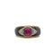 Bague 50.5 Bague bandeau en or jaune avec rubis coussin, diamants et nacre 58 Facettes REF2220