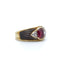 Bague 50.5 Bague bandeau en or jaune avec rubis coussin, diamants et nacre 58 Facettes REF2220