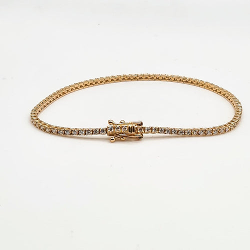 Rivière de diamants en or rose 18 carats 58 Facettes Bracelet #4995