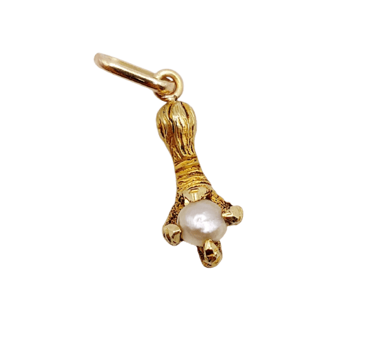 Pendentif Pendentif serre d'aigle antique en or jaune 18k et perle 58 Facettes A06935