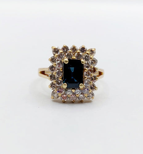Bague 50 Bague pompadour vintage en or 18k, saphir 0,80 ct et diamants 58 Facettes A06961