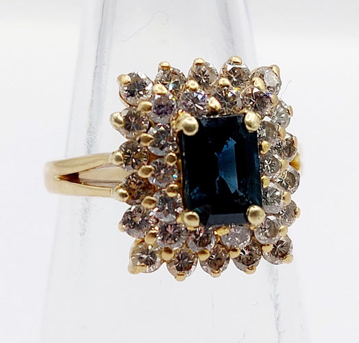 Bague 50 Bague pompadour vintage en or 18k, saphir 0,80 ct et diamants 58 Facettes A06961