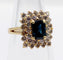 Bague 50 Bague pompadour vintage en or 18k, saphir 0,80 ct et diamants 58 Facettes A06961