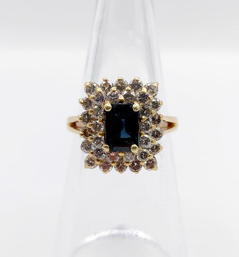 Bague 50 Bague pompadour vintage en or 18k, saphir 0,80 ct et diamants 58 Facettes A06961