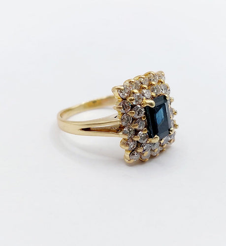 Bague 50 Bague pompadour vintage en or 18k, saphir 0,80 ct et diamants 58 Facettes A06961