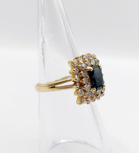 Bague 50 Bague pompadour vintage en or 18k, saphir 0,80 ct et diamants 58 Facettes A06961