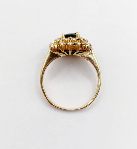 Bague 50 Bague pompadour vintage en or 18k, saphir 0,80 ct et diamants 58 Facettes A06961