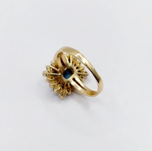 Bague 50 Bague pompadour vintage en or 18k, saphir 0,80 ct et diamants 58 Facettes A06961