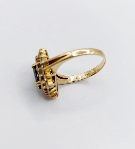 Bague 50 Bague pompadour vintage en or 18k, saphir 0,80 ct et diamants 58 Facettes A06961