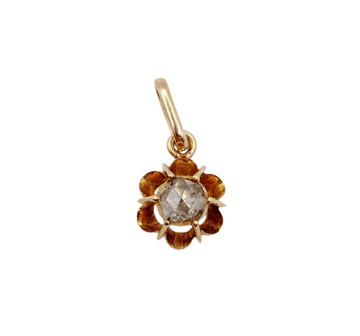 Pendentif Pendentif victorien en or 18k et diamant taille rose sur paillon 58 Facettes A06947