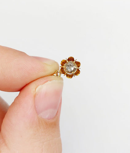 Pendentif Pendentif victorien en or 18k et diamant taille rose sur paillon 58 Facettes A06947