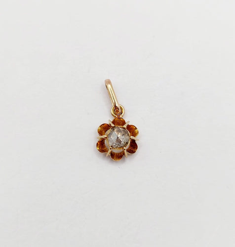 Pendentif Pendentif victorien en or 18k et diamant taille rose sur paillon 58 Facettes A06947