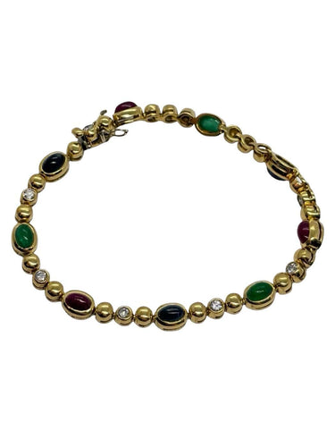 Bracelet Bracelet en or jaune 18K avec diamants, émeraudes, rubis et saphirs 58 Facettes 1823
