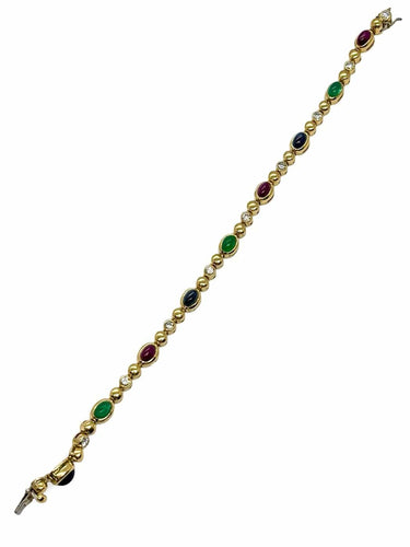 Bracelet Bracelet en or jaune 18K avec diamants, émeraudes, rubis et saphirs 58 Facettes 1823