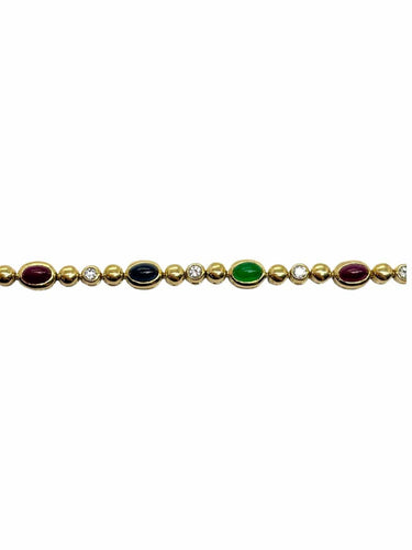 Bracelet Bracelet en or jaune 18K avec diamants, émeraudes, rubis et saphirs 58 Facettes 1823