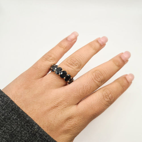 Bague 52 Alliance - Bague en or jaune 18 carats et saphirs 58 Facettes #5011