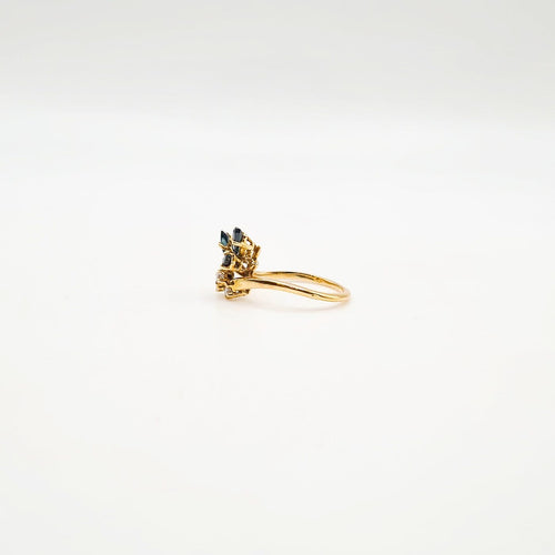 Bague 51 Bague en or jaune 18 carats avec saphirs et diamants 58 Facettes Bague #2539