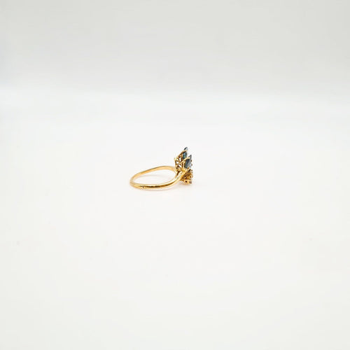 Bague 51 Bague en or jaune 18 carats avec saphirs et diamants 58 Facettes Bague #2539
