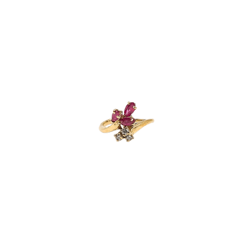 Bague 48 Bague rubis et diamants en or jaune 18 carats 58 Facettes Bague #4992
