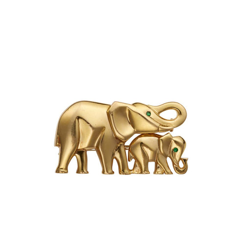 Broche Cartier - Broche Éléphants en or jaune 18k et émeraudes 58 Facettes 205