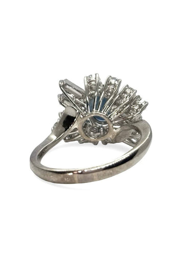 Bague 54 Bague en or blanc 18K avec saphir 1,5 ct et diamants 1 ct 58 Facettes 1774