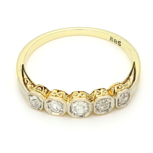Bague 54 Bague rivière - Bague en or jaune 14k et diamants 58 Facettes 579257D5ACD646088E9B83FF81C085ED