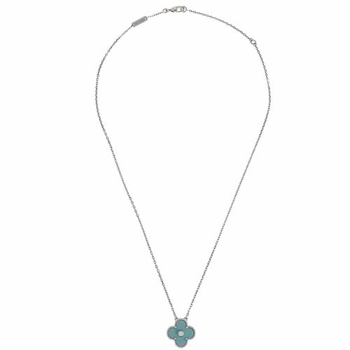 Pendentif Van Cleef & Arpels Vintage Alhambra - Pendentif en or blanc et diamant 58 Facettes r0txn0zfte