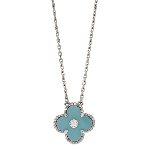 Pendentif Van Cleef & Arpels Vintage Alhambra - Pendentif en or blanc et diamant 58 Facettes r0txn0zfte