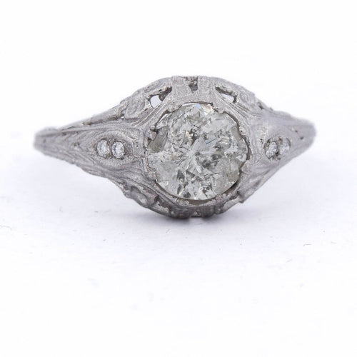 Bague 52 Bague Art déco en platine avec diamants 58 Facettes AN 2PL
