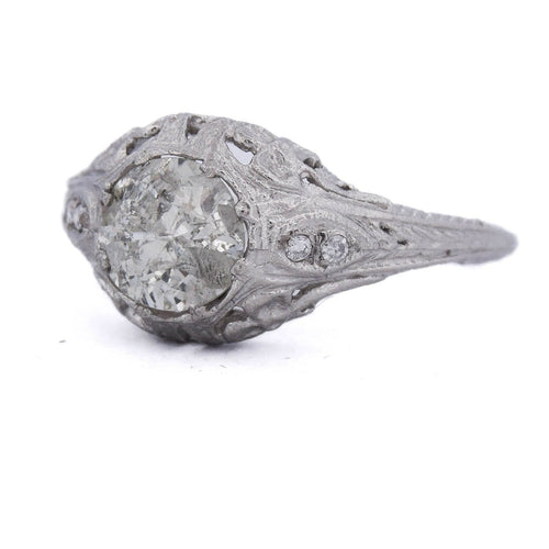 Bague 52 Bague Art déco en platine avec diamants 58 Facettes AN 2PL