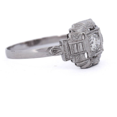 Bague 56 Bague Art déco en platine avec diamant taille ancienne 58 Facettes AN P12 (0059)