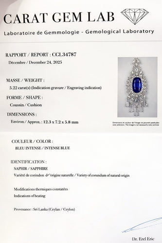 Collier Chaîne et pendentif - Saphir et diamants en or blanc 18 carats 58 Facettes 90765/ac12597 / 82703/ac8787