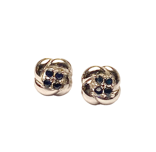 Boucles d'oreilles Boucles d’oreilles puces en or blanc 18 carats et saphirs 58 Facettes AB711