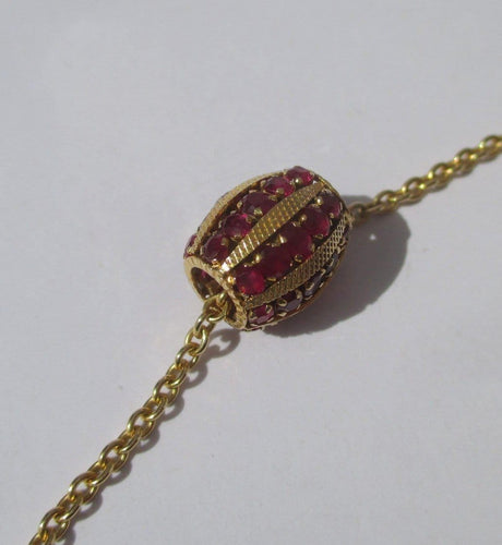 Pendentif Pendentif coulant cylindrique en or jaune 18 carats et rubis naturels 58 Facettes Pendentif