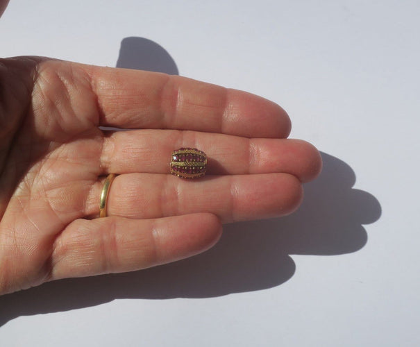 Pendentif Pendentif coulant cylindrique en or jaune 18 carats et rubis naturels 58 Facettes Pendentif