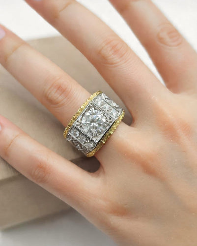 Bague 49 Bague solitaire gravée florentine en or 18 ct et diamant 58 Facettes CV-023