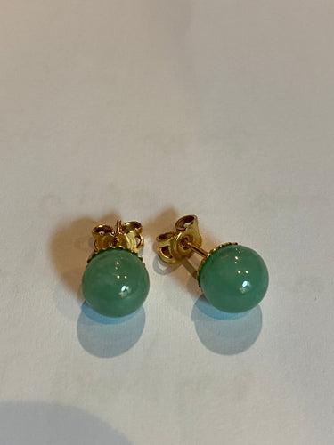Boucles d'oreilles Boucles d’oreilles - Boules de jade vert en or jaune 18 carats 58 Facettes AB712