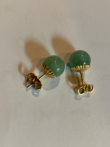 Boucles d'oreilles Boucles d’oreilles - Boules de jade vert en or jaune 18 carats 58 Facettes AB712