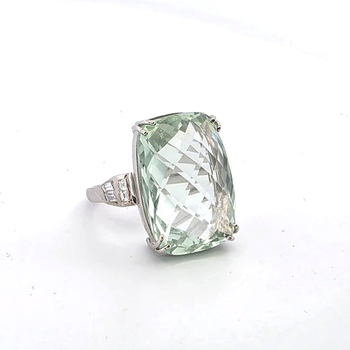 Bague 58 Bague - Aigue-marine verte en or blanc 18 ct 58 Facettes 221/26 B 114/26