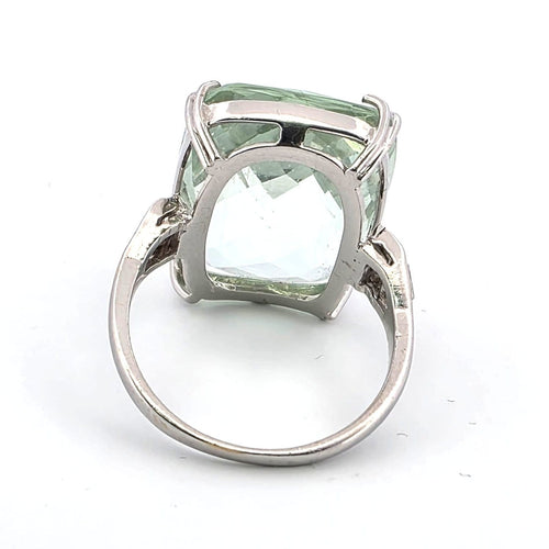 Bague 58 Bague - Aigue-marine verte en or blanc 18 ct 58 Facettes 221/26 B 114/26