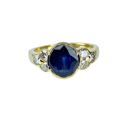 Bague 54 Bague en or jaune 18 carats, saphir et diamants 58 Facettes AB713