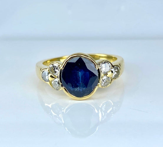 Bague 54 Bague en or jaune 18 carats, saphir et diamants 58 Facettes AB713