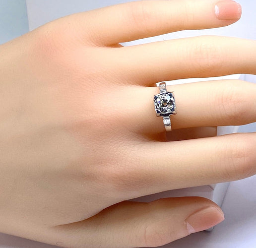 Bague 51 Bague ancienne en or blanc et platine avec diamants 58 Facettes AB714