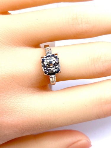 Bague 51 Bague ancienne en or blanc et platine avec diamants 58 Facettes AB714