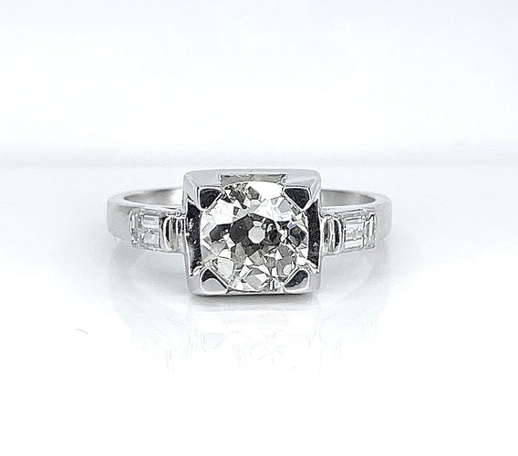 Bague 51 Bague ancienne en or blanc et platine avec diamants 58 Facettes AB714
