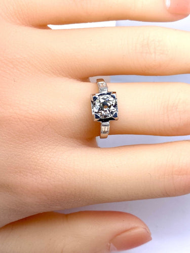 Bague 51 Bague ancienne en or blanc et platine avec diamants 58 Facettes AB714