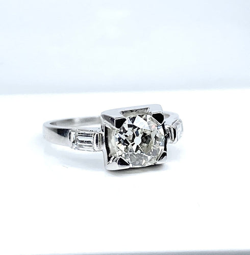 Bague 51 Bague ancienne en or blanc et platine avec diamants 58 Facettes AB714