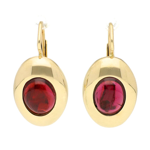 Boucles d'oreilles Boucles d'oreilles dormeuses - Or 14 carats et grenats cabochon 58 Facettes E33A8877977F4611AA3451CC448AC36A